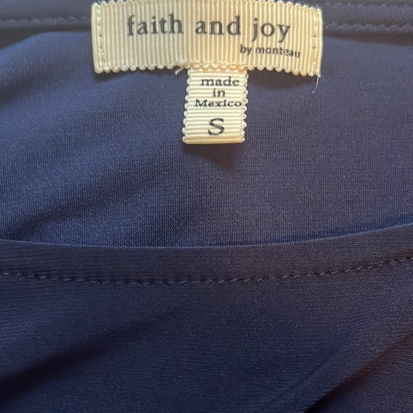 Faith and joy shirt. Dark blue. The ruffles on arms are the sweetest. Size sm - Picture 4 of 5